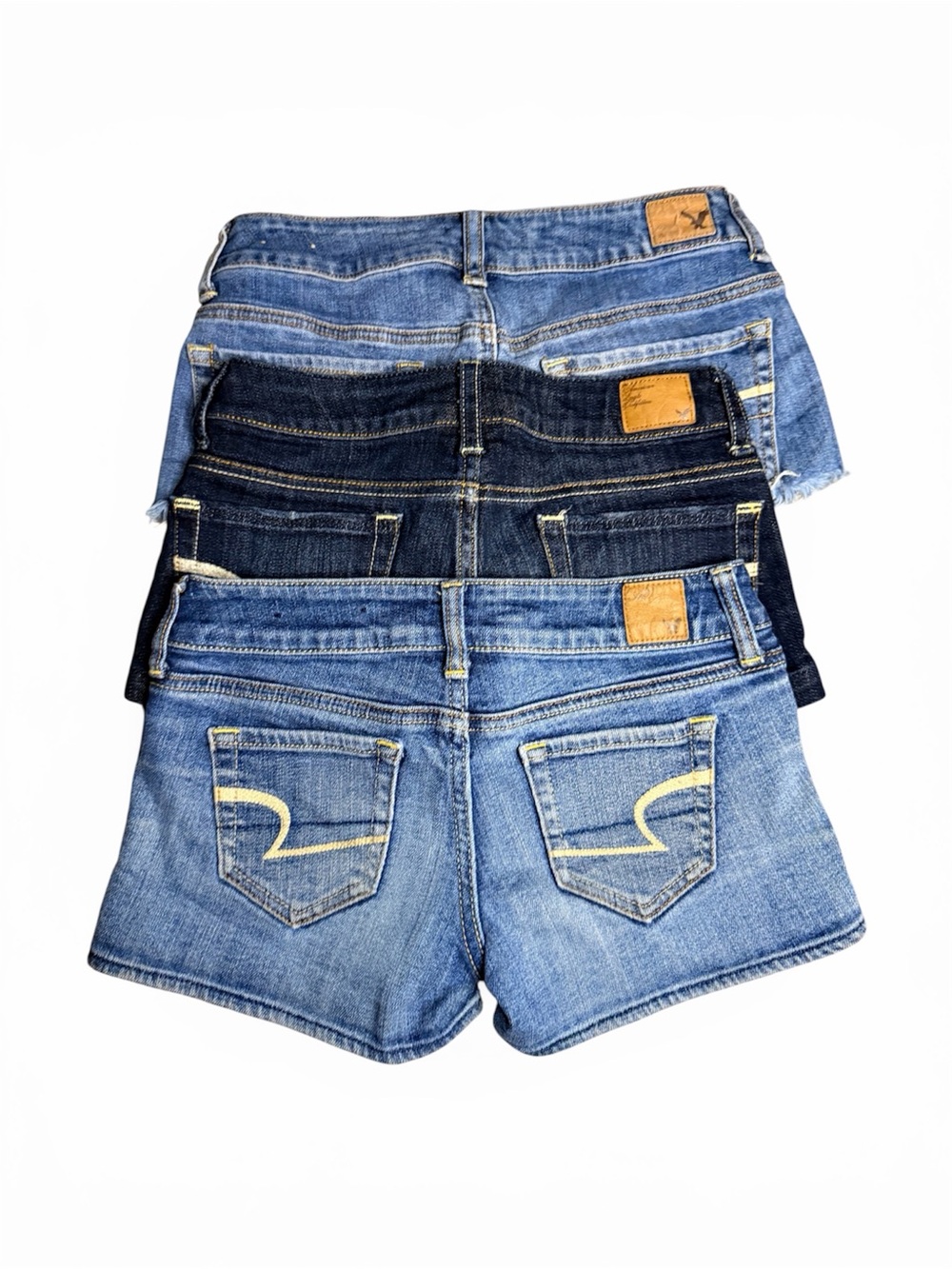 Y2K American Eagle Micro Mini Denim Shorts Bundle (3 Pairs) Size 00 | Low Rise
